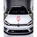 CLK Auto Oto Kaput Şerit Sticker Dövme Tasarımlı Kırmızı 25*60 cm 001 - Standart - Siyah