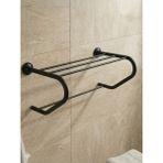 Clk Banyo Bella Paslanmaz Pirinç Destekli Raf Havluluk 50 cm - Banyo Havlu Askısı ve Düzenleyici Raf Sıyah