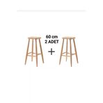 Clk Home 60 Cm 2 Adet Ham Ahşap Kare Bar Tabure Sandalye Ahşap