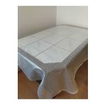 CLK Home Beyaz Dantel Görünümlü Pvc Silinebilir Muşamba Masa Örtüsü