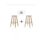Clk Home Ham Ahşap Kare Bar Tabure Sandalye 2 Adet 70 Cm Ahşap