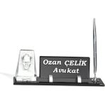 CLK Kabartma Kristal Atatürk Biblolulu Avukatlar Için Özel Gümüş Organizer Masa Isimlik