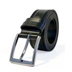 Clk Siyah Hakiki Deri Dikiş Desenli Erkek Kemer, 4 mm Kalınlık, 4 cm Genişlik, Kot kemeri, Siyah Dayanıklı Metal Toka (135 cm)