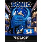CLK Sports Sonic Lisanslı Çekçekli Okul Çantası , 2 Bölmeli Kalemlik - Çelik Suluk Matara Hediye