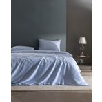 Clodia King Size %100 Pamuk Baskılı Saten Nevresim Takımı - Mavi