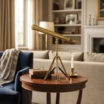 Clodius Gold Vintage Teleskop Dekoratif Obje – Tripodlu Masa Üstü Figür 46 cm Ev Ofis Dekor Hediye