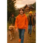 Cloise Cocuk Oversıze Sweat-shirt kapşonlu 3 iplik şardonlu Oranj