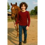 Cloise Çocuk Uzun Kollu T-Shirt Unisex Kız - Erkek Bordo %100 Pamuk Basic Comfort Fit Kol Boyu - 13 - 14 Yaş