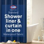 CLOROX 2'si 1 arada Banyo Duş Perdesi Astarı, Dayanıklı Kumaş, Banyo Suyu Kontrolü için Ağırlıklı Mıknatıslar, Yıkanabilir Üstün Kalite, Modern - 182,88 cm x 183,88 cm Mavi