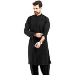 Clossy London Easy Care Erkek Şalvar Kameez Düz Siyah Beyaz Pakistan, Hint Pencap Kurta Şalvar Takım Yaz için Günlük Elbise, Kış SM LXL Beden Çocuk Bedeni Ayrıca Mevcuttur, Siyah, 11-13, siyah, 11-13