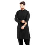 Clossy London Easy Care Erkek Şalvar Kameez Düz Siyah Beyaz Pakistanlı, Hint Pencap Kurta Şalvar Takım Yaz için Günlük Elbise, Erkekler için Kış SM LXL Beden Çocuk Bedeni Ayrıca Mevcuttur, Siyah, 7-8,