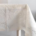 Clothfuna Dantel Masa Örtüsü Silinebilir, Çiçekli Daire Bej Dantel Masa Örtüsü, Yemek Masası Partisi için Su Geçirmez Yağ Geçirmez Dantel Masa Örtüsü, 60x140 cm