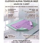 Clothyx Mikrofiber Alpha Temizlik Bezi 40*50 cm 3 Adet - Açık mor-Açık mor-Haki yeşil