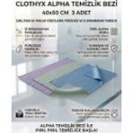Clothyx Mikrofiber Alpha Temizlik Bezi 40*50 cm 3 Adet - Mavi-Haki yeşil-Açık mor