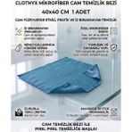 Clothyx Mikrofiber Cam Temizlik Bezi 40*40 cm 1 Adet - 40 x 40 cm - Mavi