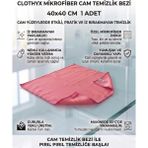 Clothyx Mikrofiber Cam Temizlik Bezi 40*40 cm 1 Adet - 40 x 40 cm - Pembe