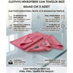Clothyx Mikrofiber Cam Temizlik Bezi 40*40 cm 3 Adet - Pembe-Pembe-Pembe