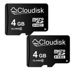 Cloudisk 2'li paket 4GB Micro SD kart MicroSD hafıza kartı sınıf 6 SD adaptörlü (2'li paket 4 GB)