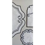 Clover Frame 18 Parça Linen Kumaş Amerikan Servis Seti - 35 x 35 cm - Açık Krem