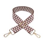 CLoxks Zincir Askısı 3,8 cm Çanta Askıları Etnik Dokuma Değiştirilmiş Omuz Askısı 80-130 Ayarlanabilir Çapraz Askılı Kadın Çanta Aksesuarları Omuz Askısı (Renk: 12-BorwnWhite, Beden: Gümüş Toka)