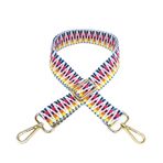 CLoxks Zincir Askısı 3,8 cm Çanta Askıları Etnik Dokuma Değiştirilmiş Omuz Askısı 80-130 Ayarlanabilir Çapraz Askılı Kadın El Çantası Aksesuarları Omuz Askısı (Renk: 04-Renk Sarı, Beden: Siyah Toka)