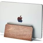 Clue Design Doğal Ahşap Metal Dikey MacBook Istasyonu - Premium MacBook Stand - Ceviz