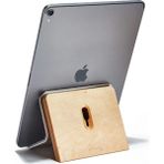 Clue Design Doğal Ahşap Metal iPad Standı - Premium Ipad Stand - Açık Ahşap