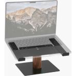 Clue Design | Premium Masif Ahşap-Metal Laptop Standı - Ergonomik Yükseltici Siyah - Ceviz