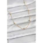 Cm 14K Gold Renk Pirinç Top Zincirli 60 Cm Kadın Kolye 5886