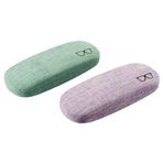 CM 2 adet sert kapaklı gözlük kılıfı, keten gözlük koruyucu kılıf, gözlük, güneş gözlüğü için, Mor ve Yeşil, 6x2 inches