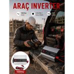 Cm Store Araç Aküsünden Güvenli Elektrik Sağlayan 1000 Watt Inverter - Belirtilmemiş - Bej - Karışık