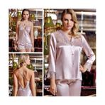 Cm Store Jeremi 441 Saten 6'lı Uzun Gecelikli Sabahlık Takım - Belirtilmemiş