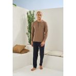 Cm Store Kocabey 9220 Erkek Midi Yaka Uzun Kol Pijama Takım - XL