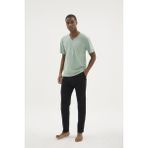 Cm Store Kocabey KKT-26152 Erkek V Yaka Pijama Takımı - Su Yeşili - XL