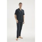 Cm Store Kocabey KKT-26158 Erkek Apaj Yaka Düğmeli Pijama Takımı - Füme