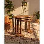 Cmd Wood Ceviz Renk Modenza Zigon Sehpa – Modern 3’lü Sehpa Seti Ahşap Görünümlü Minimal Tasarım Salon & Oturma Odası - CEVİZ