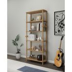 Cmd Wood Rosa 6 Raflı Kitaplık – MDF Lam Gövde, Ahşap Ayaklı – 174x80x30 cm | Modern ve Minimalist Raflı Kitaplık
