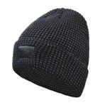 Cmeilau Flex Beanie reflektörlü bere, kadınlar ve erkekler için, sıcak yansıtıcı örgü bere, kış için, kalın, soğuğa dayanıklı pelüş şapka, açık hava sporları için, Siyah, L