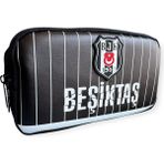 Cmk Beşiktaş Lisanslı Çift Gözlü Kalem Çantası, Siyah-Beyaz Çubuklu Desen, Suni Deri