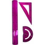Cmk Keyroad Flexible Esnek Çizim Seti (30CM Cetvel ,iletki , Gönye) - Pembe