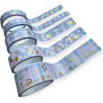 Cmk Pattern Desenli Washi Bant Seti, 5'li Paket, Çiçek Adası Temalı, Pastel Renkli - Mor