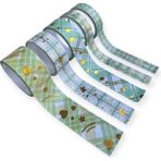 Cmk Pattern Desenli Washi Bant Seti, 5'li Paket, Çiçek Adası Temalı, Pastel Renkli - Yeşil