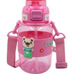 Cmk Tritran Çocuk Matarası, Sevimli Ayıcık Desenli, Askılı, Pipetli, 800ML - Pembe