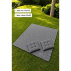 cmn home Siyah Piknik Örtüsü 170X170 Ve 2 Adet Piknik Minderi 40x40 Cm Piknik Seti Kamp Bahçe Plaj Örtüsü