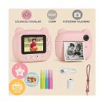 CMR14 Pembe Dijital Video Fotoğraf Çocuk Kamerası Anlık Termal Resim Kağıt Baskılı Yazıcı