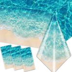 CMUSKO Plaj Partisi Masa Örtüsü Malzemeleri, 3 Parça Yaz Havuz Partisi Dekorasyon Masa Örtüsü Plastik Plaj Okyanus Dalgaları Hawaii Partisi Doğum Günü Süslemeleri için Parti Masa Örtüsü 150 x 250 cm