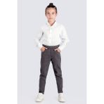 CMZ Collection Çocuk Eşofman Belli Likralı Ortaokul Kumaş Okul Pantolonu - Füme - 11 Yaş