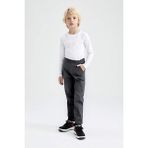 CMZ Collection Çocuk Likralı Eşofman Belli Rahat Kaliteli Esnek Okul Pantolonu - Füme - 12 Yaş