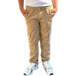 CMZ Collection Çocuk Ribana Bel Ortaokul Ilkokul Mevsimlik Okul Pantolonu - 1MA-Krem - 7 Yaş