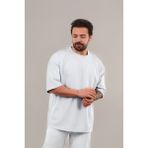 CMZ Collection Erkek Oversize Kısa Kollu Tişört Bisiklet Yaka Beyaz - XL